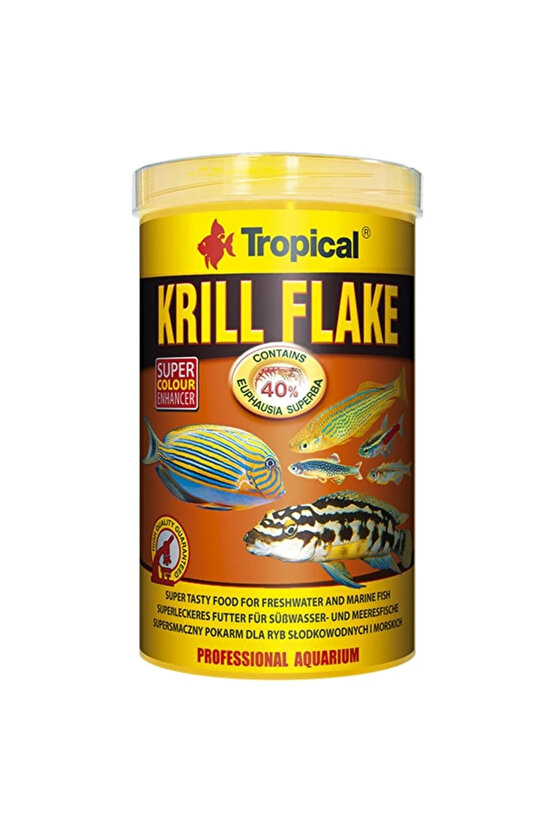 Krill Flakes Tropikal Balıklar için Krill İçerikli Pul Balık Yemi 100 Ml 20 Gr