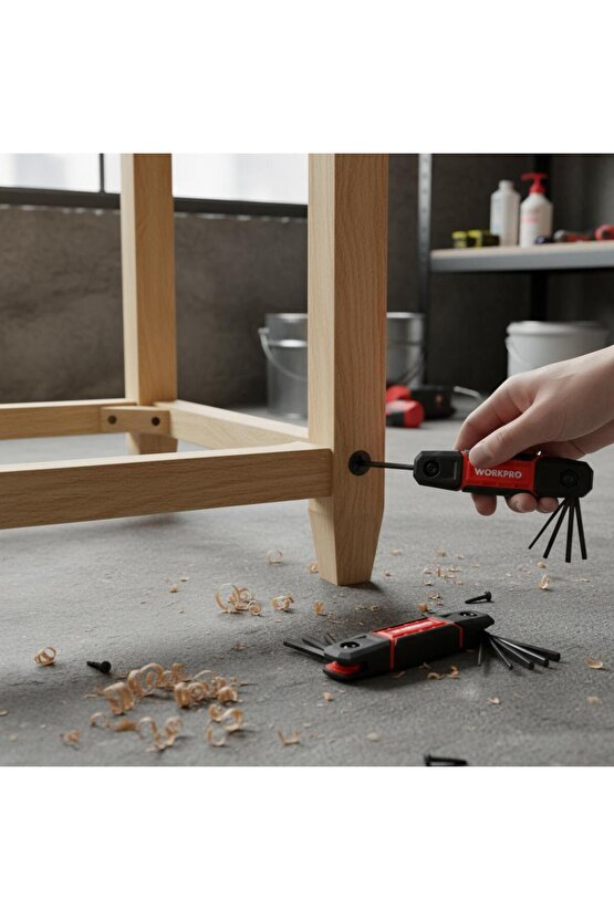 WP222029 9 Parça CR-V İnç Çakı Tipi Profesyonel Allen Anahtar Takımı