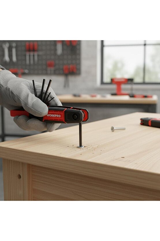 WP222029 9 Parça CR-V İnç Çakı Tipi Profesyonel Allen Anahtar Takımı