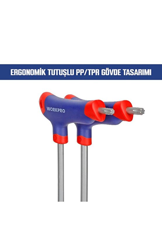 WP200543 8 Parça CR-V T Tipi Uzun Delikli Torx Profesyonel Allen Anahtar Takımı