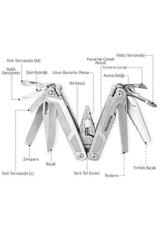 WP382008 16 IN 1 Çok Fonksiyonlu Profesyonel Pense Seti + Taşıma Kılıfı