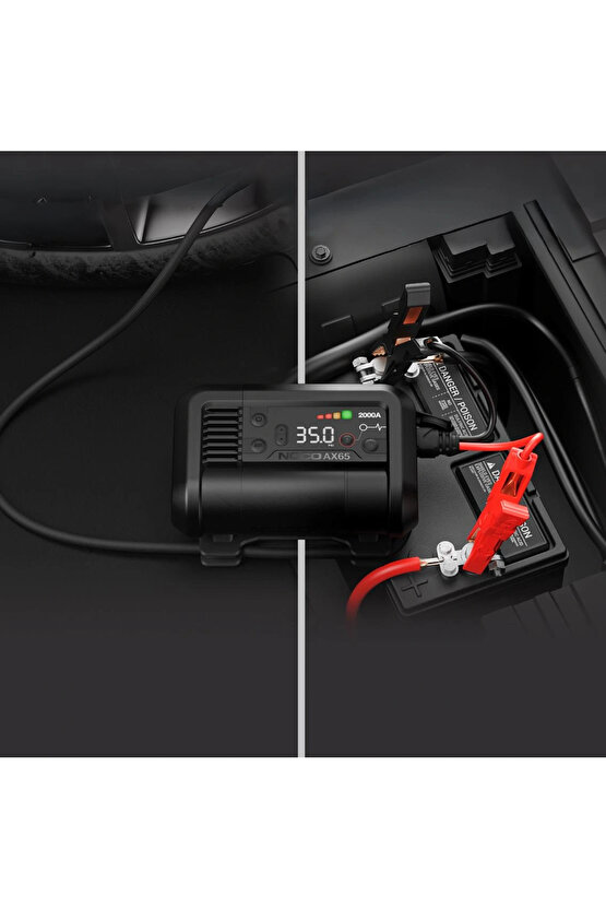 AX65 12V Lityum 2000Amp Akıllı Akü Takviye + Pompa + Powerbank + Led Lamba