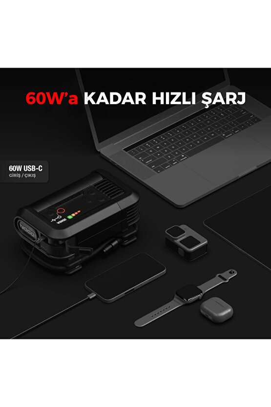 AX65 12V Lityum 2000Amp Akıllı Akü Takviye + Pompa + Powerbank + Led Lamba