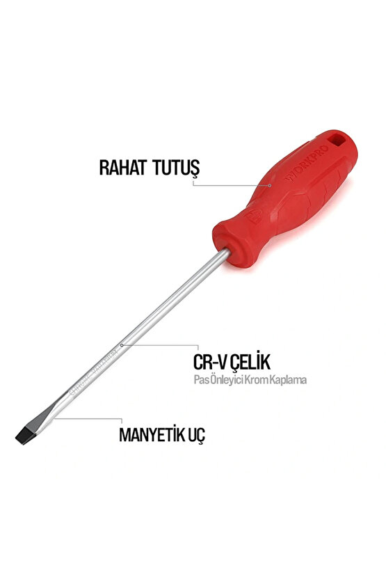 WP200500 2 Parça YıldızDüz CR-V Manyetik Profesyonel Tornavida Seti