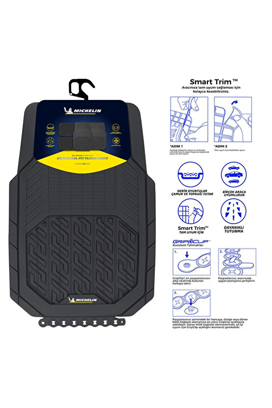 MC34587 Tüm Araçlara Uyumlu 4 Parça Üniversal 3D Havuzlu Oto Paspas