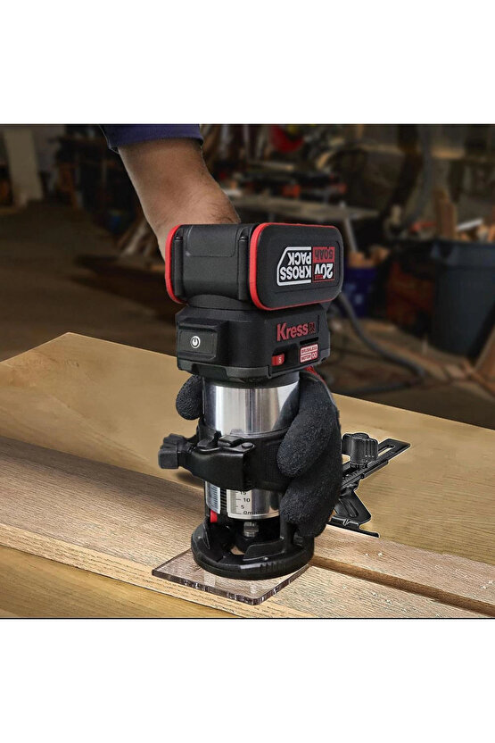 KUD26.91 20Volt Kömürsüz 68mm Devir Ayarlı Şarjlı Profesyonel Avuç İçi El Frezesi Formika Tır