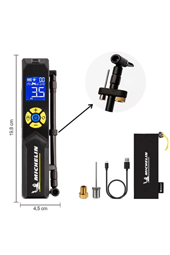 MC33382 Şarjlı Li-ion 150PSI Taşınabilir Dijital Basınç Göstergeli Led Aydınlatmalı Lastik