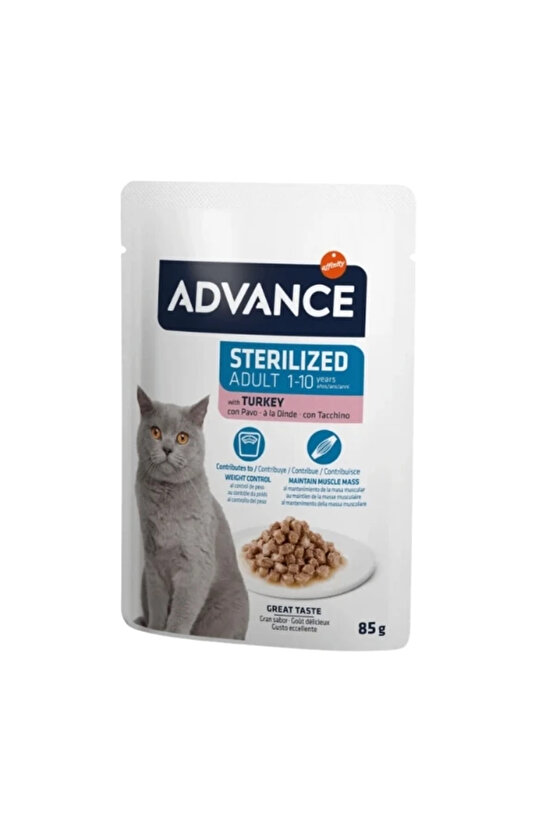 Hindi Etli Pouch Kısırlaştırılmış Yetişkin Kedi Maması 1 Adet-85 Gr