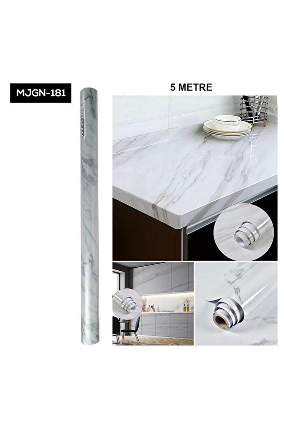 Mermer Desenli Folyo Kaplama Beyaz