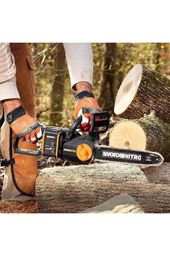 WG350E 20Volt 4.0Ah Li-ion 30CM Profesyonel Şarjlı Kömürsüz Zincirli Testere