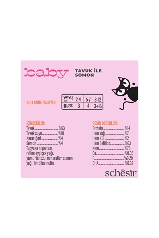 Baby Cat Tavuklu ve Somonlu Yavru Kedi Konservesi 1 Adet-70 Gr