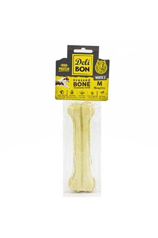 Deri Press Köpek Kemik Ödülü Beyaz 1 Adet-Stick-Medium-15 Cm