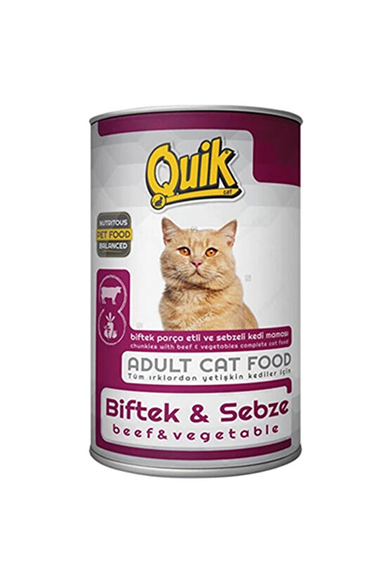 Biftek ve Sebzeli Yetişkin Konserve Kedi Maması 1 Adet-415 Gr