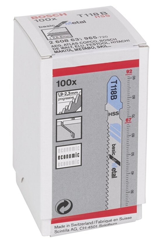 Ekonomik Seri Metal İçin T 118 B Dekupaj Testeresi Bıçağı - 100Lü Paket
