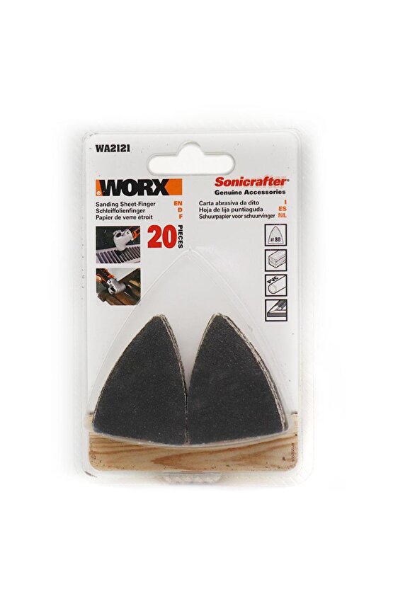WA2121 Çok Amaçlı Raspalama Makinası İçin 34x34mm 20Adet 80Kum Cırtlı Universal Parmak Zımpara
