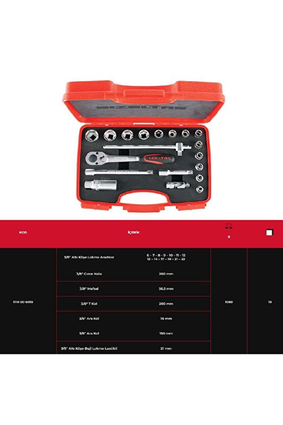 IZELTAS 38 Altı Köşe Lokma Takımı 19 Parça