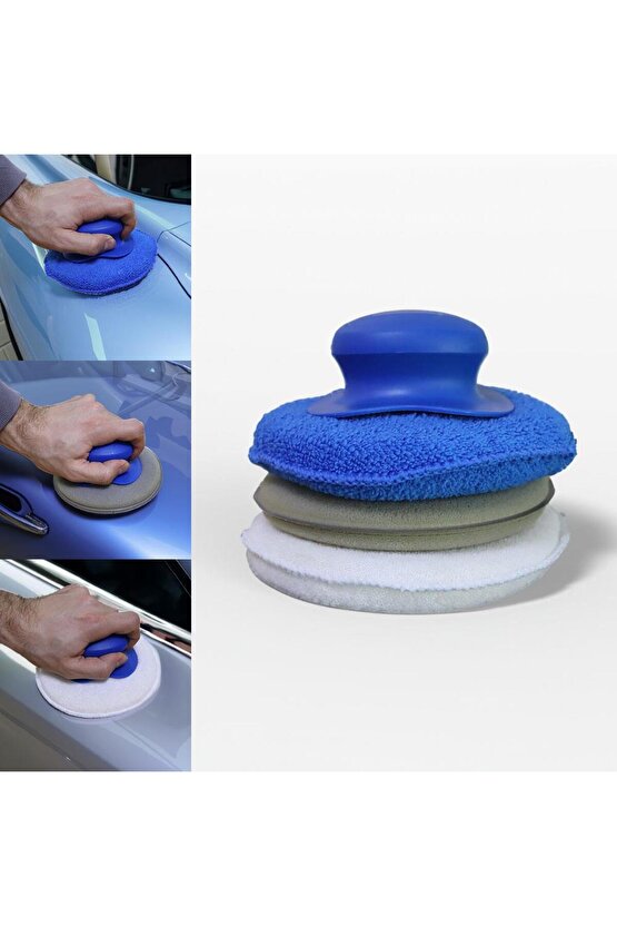 MC3510 3 Parça 130mm Velkro Cırtlı Mikrofiber Oto Yıkama, Parlatma ve Cila Süngeri