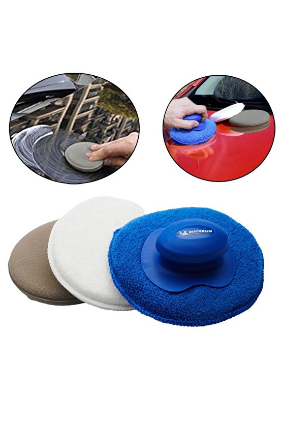 MC3510 3 Parça 130mm Velkro Cırtlı Mikrofiber Oto Yıkama, Parlatma ve Cila Süngeri