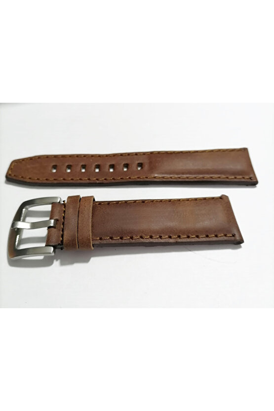 &Her Saate Uyumlu Yarım Kroko Hakiki Dana Derisi Saat Kordonu 22mm (203) kahve