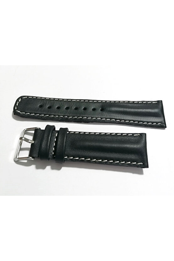 Her Saate Uygun Bombeli 22 mm Piramit modeli UZUN XL Hakiki Deri (223) SİYAH