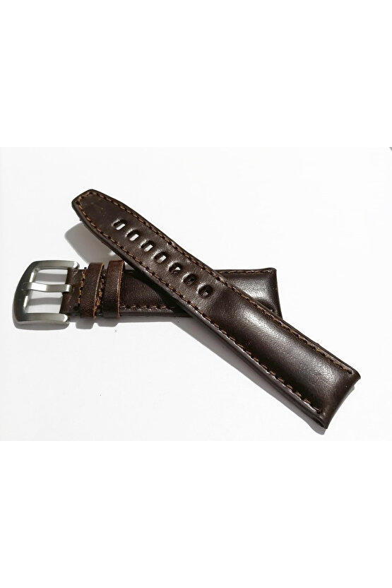 &Her Saate Uyumlu Yarım Kroko  Hakiki Deri Saat Kordonu 20  mm  (204) koyu kahve