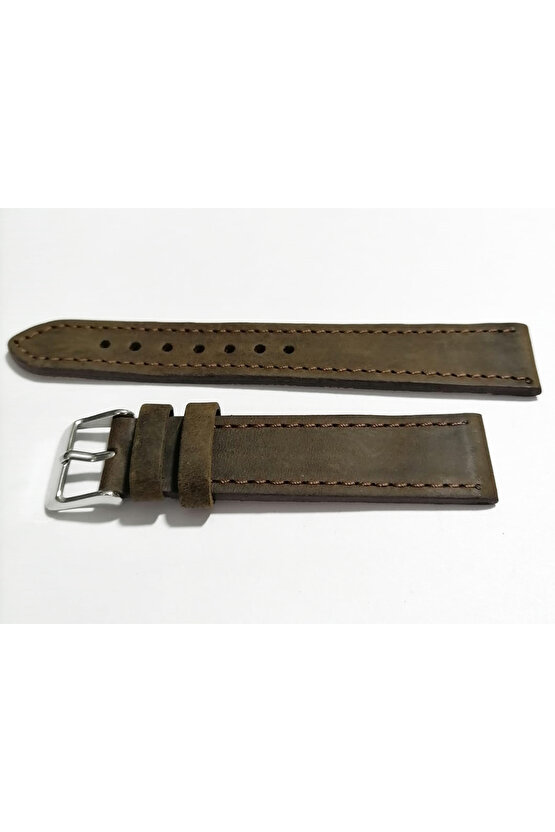 &Her Saate Uyumlu greyzi  Hakiki Deri Saat Kordonu 18   mm  (142)  kahverengi