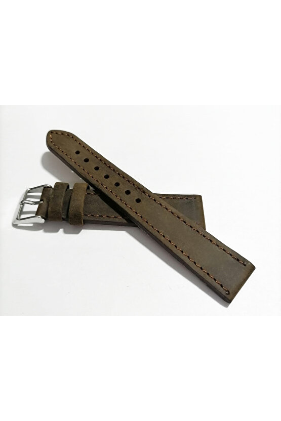 &Her Saate Uyumlu greyzi  Hakiki Deri Saat Kordonu 18   mm  (142)  kahverengi