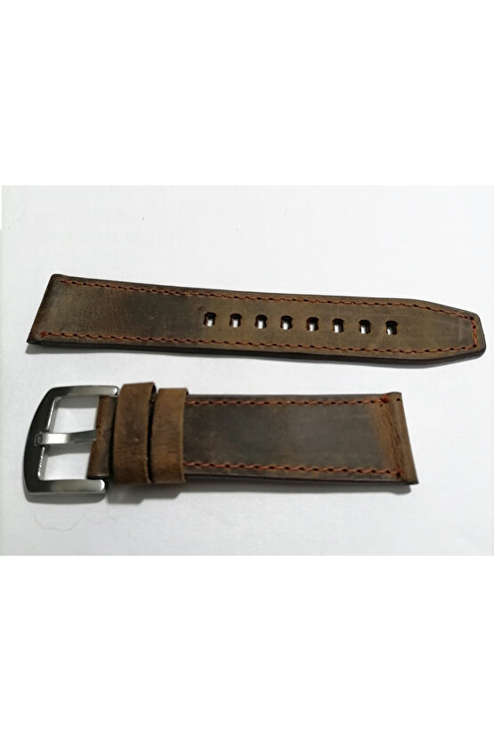 Greyzi Deri Fosil & Her Saate Uygun Saat Kordonu 22  mm kahve   (136 )