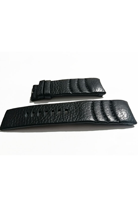 Dizel uyumlu El Yapımı hakiki  Deri Saat Kordonu 24 tırnaklı  siyah