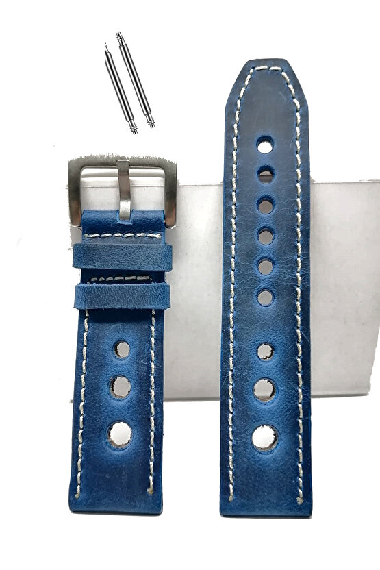 Tissot  &   Fossil  Uyumlu   Crayz   Hakiki   Deri   22  mm  MAVİ