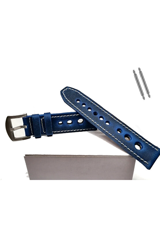 Tissot  &   Fossil  Uyumlu   Crayz   Hakiki   Deri   22  mm  MAVİ