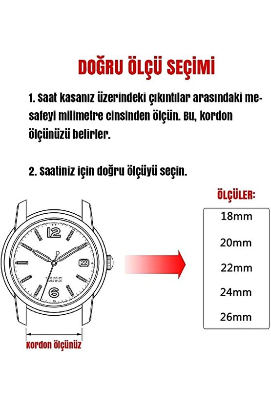 Siyah Kroko< 6 > Hakiki Dana Derisi Saat Kordonu Kayış 22 Mm