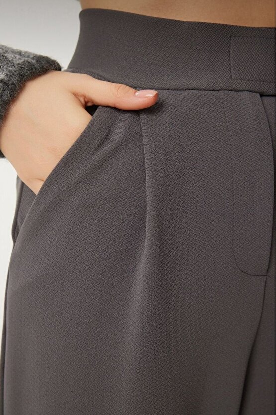 Kadın Yüksek Bel Likralı Palazzo Pantolon - Dökümlü Geniş Paça, Şık Ofis & Günlük Kombin Pantolon