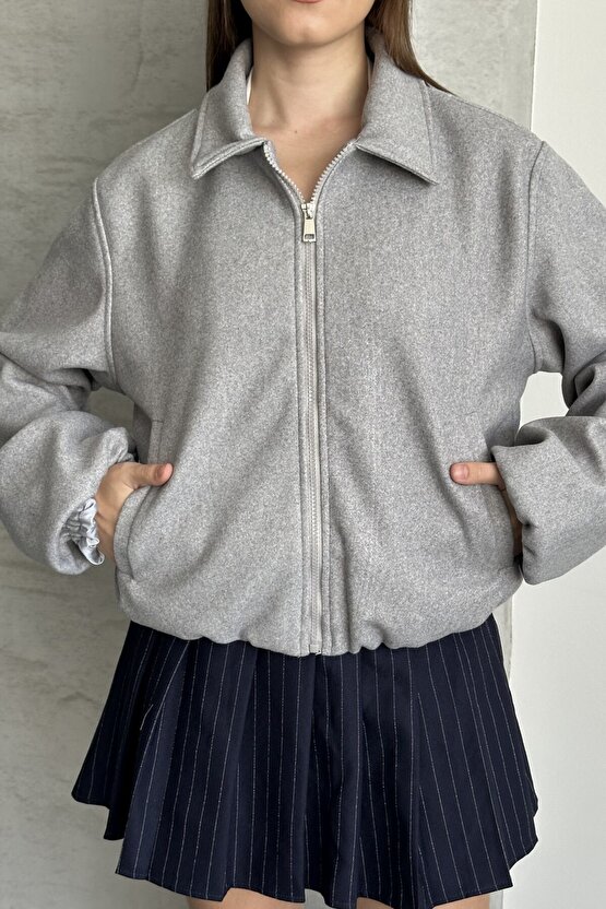 Kadın Oversize Bomber Ceket – Yumuşak Kaşe Dokulu, Mevsimlik, Casual Polar Mont