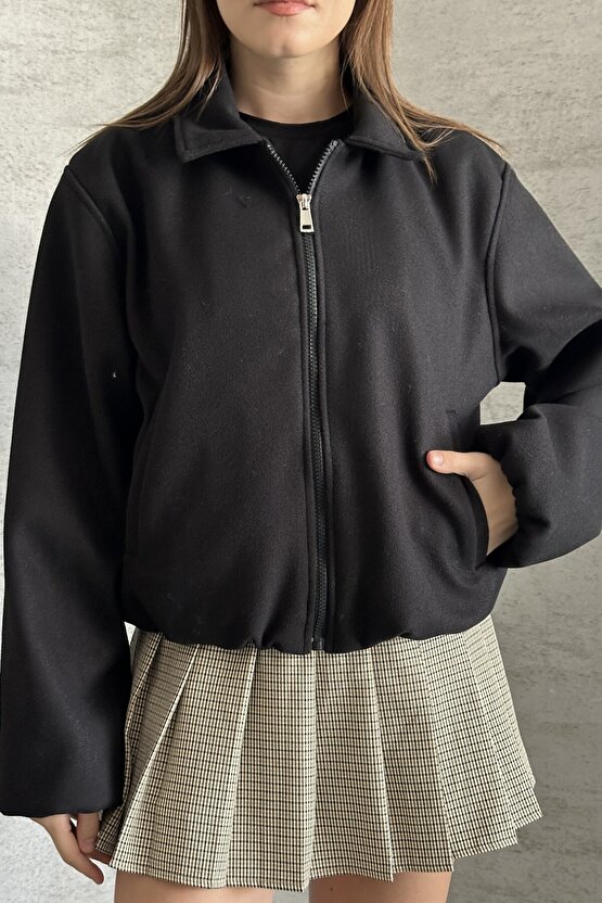 Kadın Oversize Bomber Ceket – Yumuşak Kaşe Dokulu, Mevsimlik, Casual Polar Mont