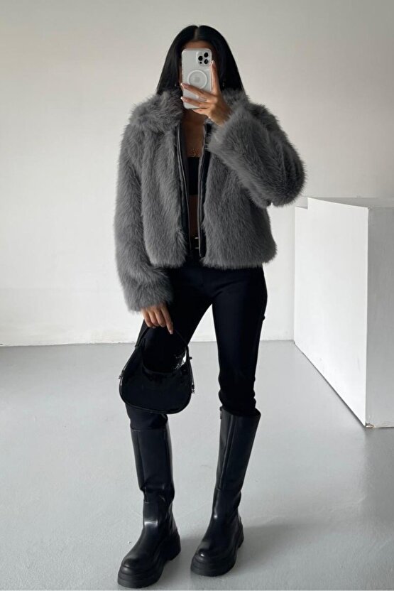 Yumuşak Dokunuşlu İçi Astarlı Fermuarlı Premium Kürk