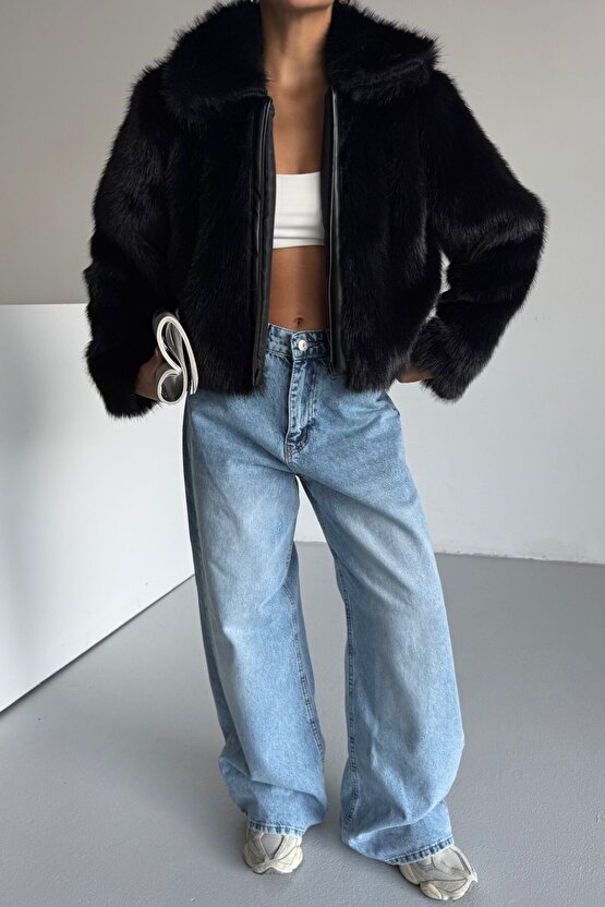 Yumuşak Dokunuşlu İçi Astarlı Fermuarlı Premium Kürk