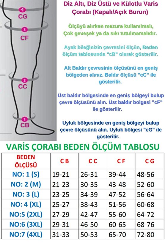 Külotlu (Orta Basınç) Burnu Kapalı Varis Çorabı