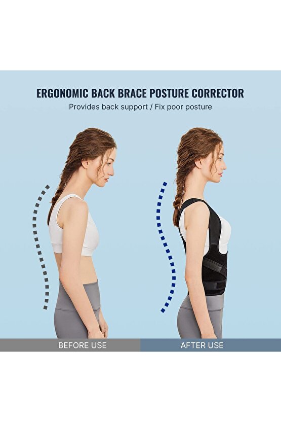 Dik Duruş Korsesi Postür Düzeltici Kamburluk Önleyici Çift Balenli Sırt Bel Destekli Kadın Erkek