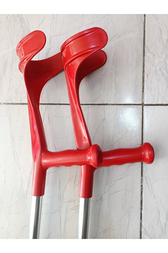 KIRMIZI Dirsek Destekli Baston Kanedyen Çift İki Adet Hafif