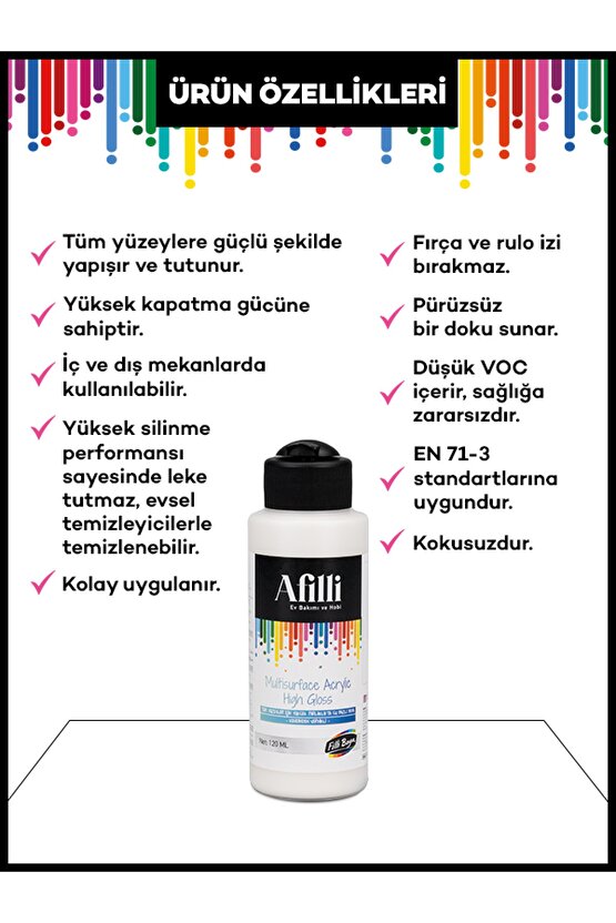 Afilli Multisurface Akrilik Parlak 120 ml Kırık Beyaz