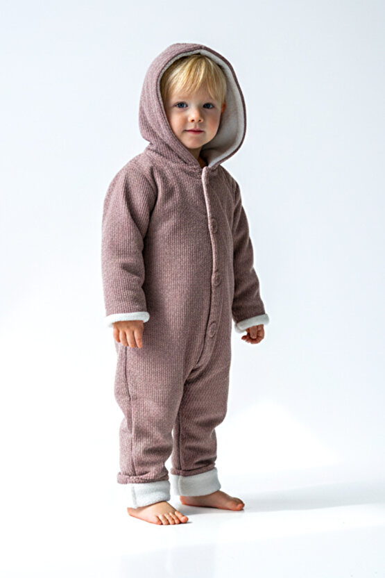 Kız Erkek Unisex Mevsimlik Çift Kat Kadife Ultrasoft Şapkalı Bebek Çocuk Uyku Tulumu Astronot Tulum