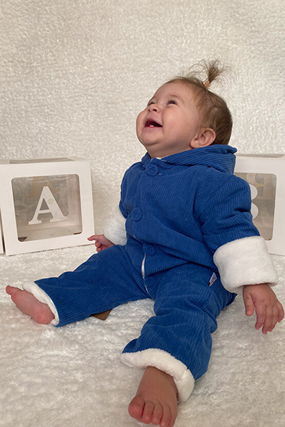 Kız Erkek Unisex Mevsimlik Çift Kat Kadife Ultrasoft Şapkalı Bebek Çocuk Uyku Tulumu Astronot Tulum