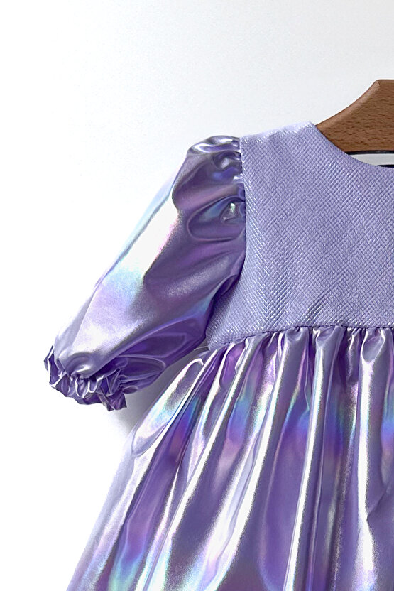 Kız Bebek Kız Çocuk Doğum Günü Parti Düğün Elbise Yarım Kol Astarlı Parlak Elbise