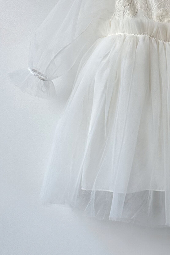 Kız Bebek Elbise Kız Çocuk Elbise Doğum Günü Parti Düğün Elbise Uzun Kollu Astarlı Elbise