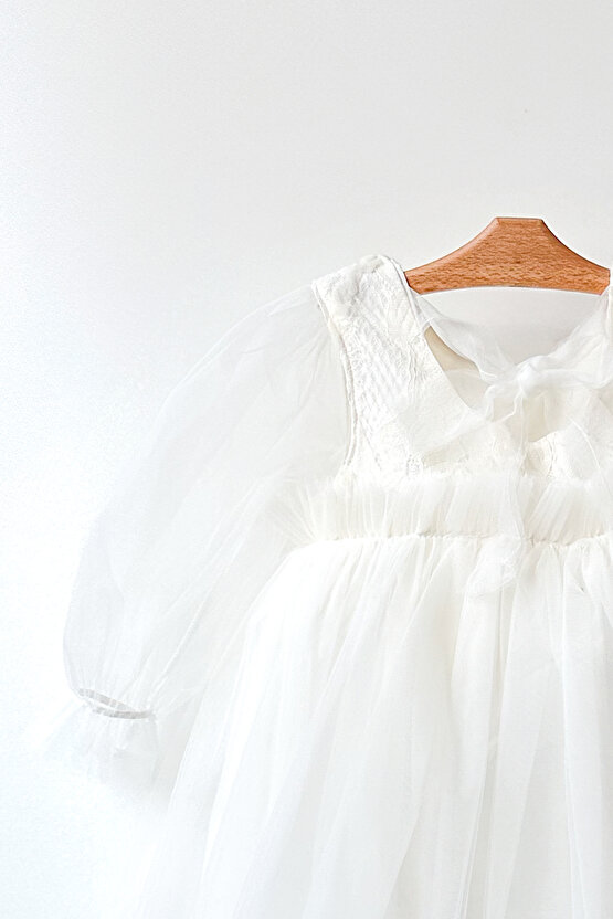 Kız Bebek Elbise Kız Çocuk Elbise Doğum Günü Parti Düğün Elbise Uzun Kollu Astarlı Elbise