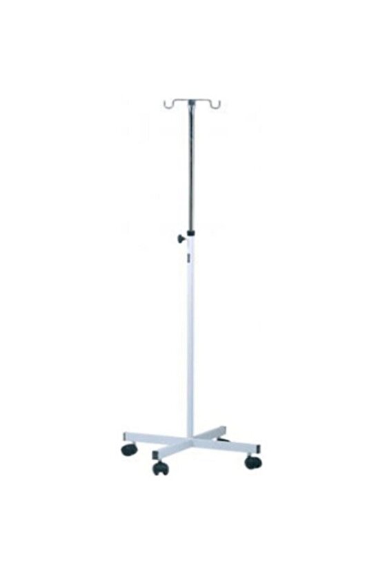 Serum Askısı - 4 Ayaklı Tekerlekli Serum Askılığı - Boyu Ayarlanabilir Serum Askılığı - 2 Kancalı