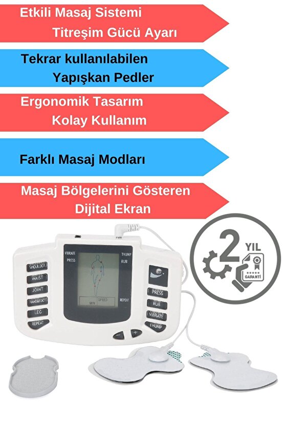 Elektronik Terlikli Fizik Tedavi Tens Terapi Cihazı Masaj Aleti 16 Pedli