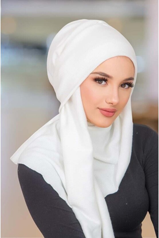 Beyaz Fitilli Kelebek Bone Şal