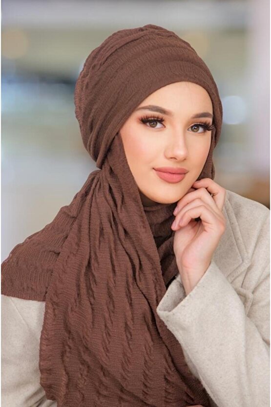 Kahve Kelebek Bone Şal